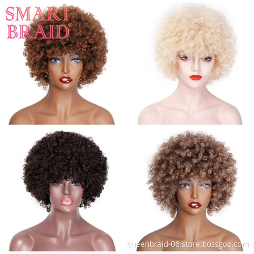 Cheap Synthetic Wholesale Black Afro Kinky Curly Short Bob Wig With Bangs For Black Women Synthetic Hair Wigs
